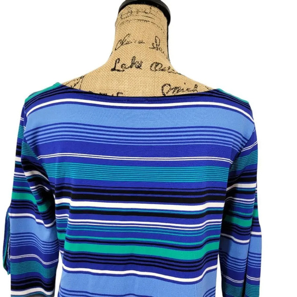 CUPIO Women's Nautical Cold Shoulder Striped Shirt Dress Blue Size Large - Picture 14 of 15